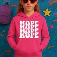 Hope Ribbon Breast Cancer Awareness Month Kids Hoodie thumb 3