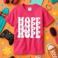 Hope Ribbon Breast Cancer Awareness Month Kids T-Shirt thumb 3