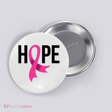 Hope Ribbon Breast Cancer Awareness Month Button