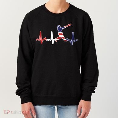 Home Run Baseball Flag Baseball Heartbeat Women's Sweatshirt