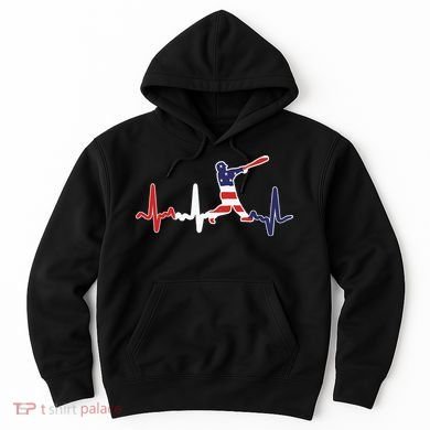 Home Run Baseball Flag Baseball Heartbeat Hoodie