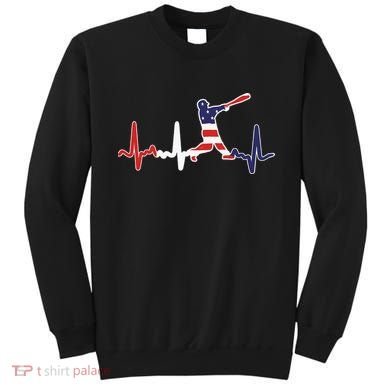 Home Run Baseball Flag Baseball Heartbeat Sweatshirt