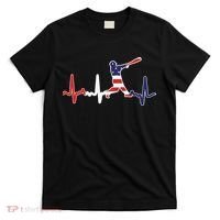Home Run Baseball Flag Baseball Heartbeat T-Shirt thumb 0
