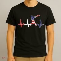 Home Run Baseball Flag Baseball Heartbeat T-Shirt thumb 3