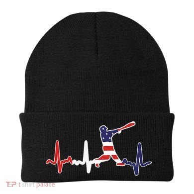 Home Run Baseball Flag Baseball Heartbeat Beanie