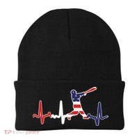 Home Run Baseball Flag Baseball Heartbeat Beanie thumb 0