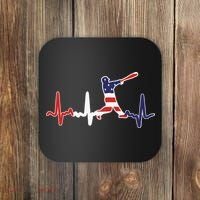 Home Run Baseball Flag Baseball Heartbeat Coaster thumb 0