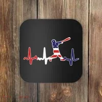 Home Run Baseball Flag Baseball Heartbeat Coaster thumb 0