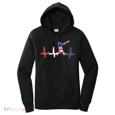 Home Run Baseball Flag Baseball Heartbeat Women's Hoodie