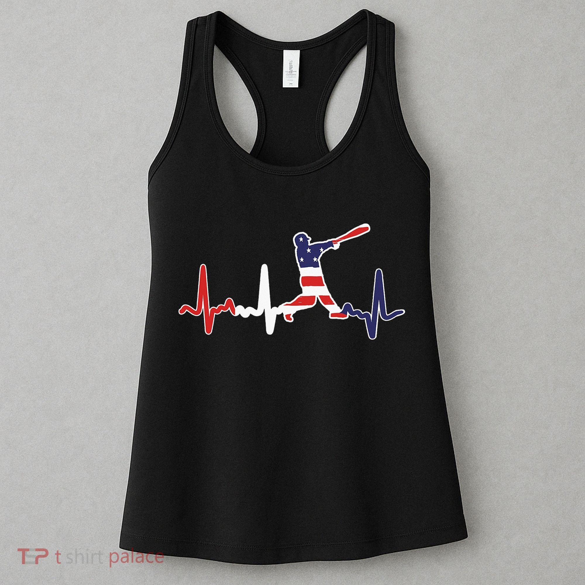 Home Run Baseball Flag Baseball Heartbeat Women's Tank Top