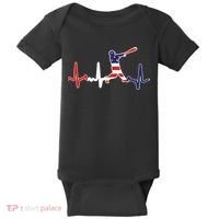 Home Run Baseball Flag Baseball Heartbeat Baby Bodysuit thumb 0