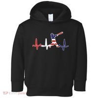 Home Run Baseball Flag Baseball Heartbeat Toddler Hoodie thumb 0