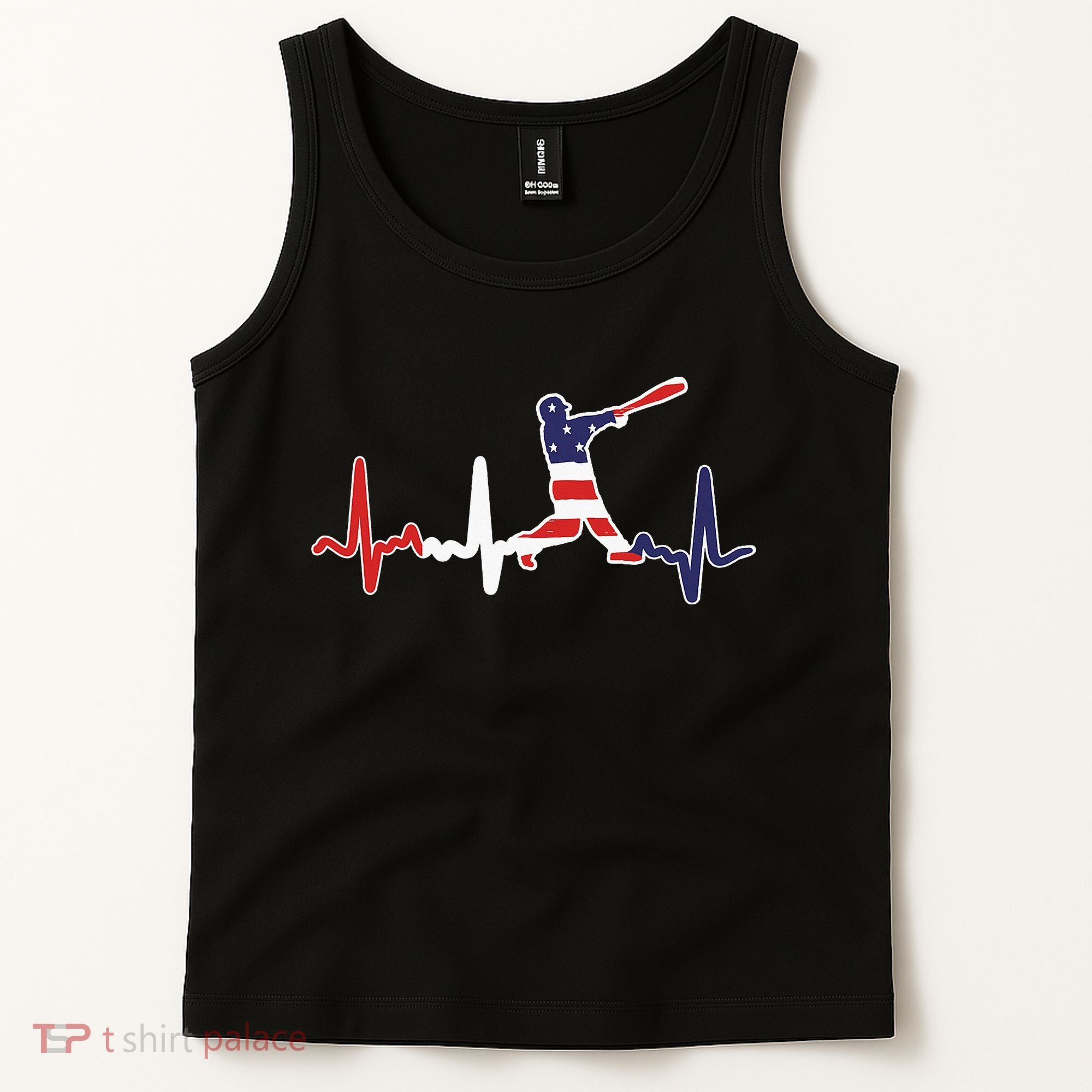 Home Run Baseball Flag Baseball Heartbeat Tank Top