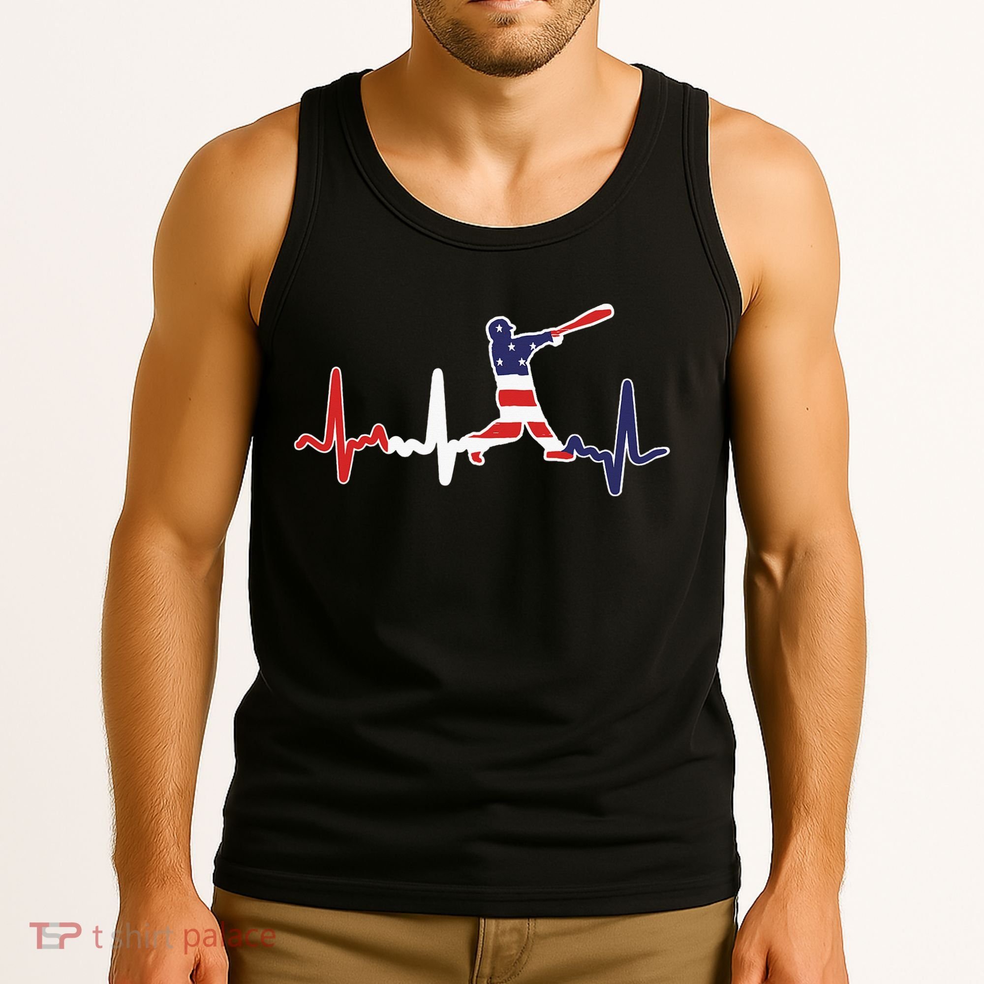 Home Run Baseball Flag Baseball Heartbeat Tank Top