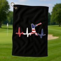 Home Run Baseball Flag Baseball Heartbeat Golf Towel thumb 1