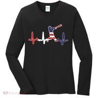 Home Run Baseball Flag Baseball Heartbeat Women's Long Sleeve Shirt thumb 0