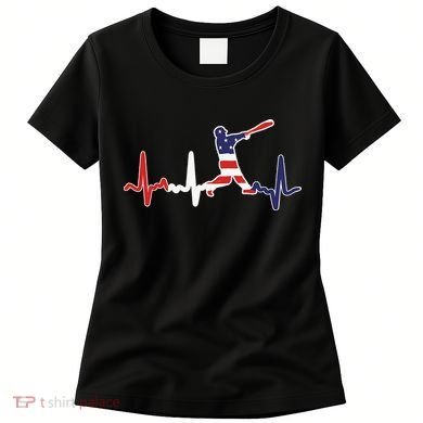 Home Run Baseball Flag Baseball Heartbeat Women's T-Shirt