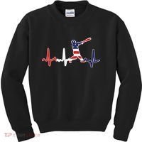 Home Run Baseball Flag Baseball Heartbeat Kids Sweatshirt thumb 0