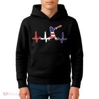 Home Run Baseball Flag Baseball Heartbeat Kids Hoodie thumb 4