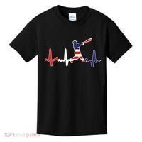 Home Run Baseball Flag Baseball Heartbeat Kids T-Shirt thumb 0