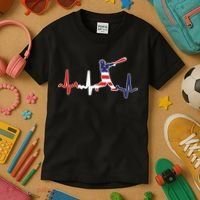 Home Run Baseball Flag Baseball Heartbeat Kids T-Shirt thumb 3