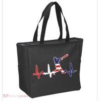 Home Run Baseball Flag Baseball Heartbeat Tote Bag thumb 2