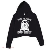 Halloween Retro Boo Ghost This Is Some Boo Sheet Crop Fleece Hoodie thumb 0