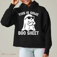 Halloween Retro Boo Ghost This Is Some Boo Sheet Ladies Heavyweight Boxy Pullover Hoodie thumb 0