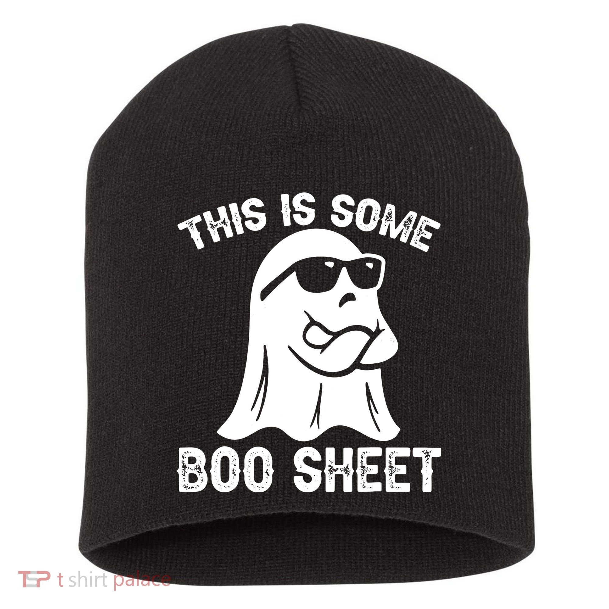 Halloween Retro Boo Ghost This Is Some Boo Sheet Short Acrylic Beanie
