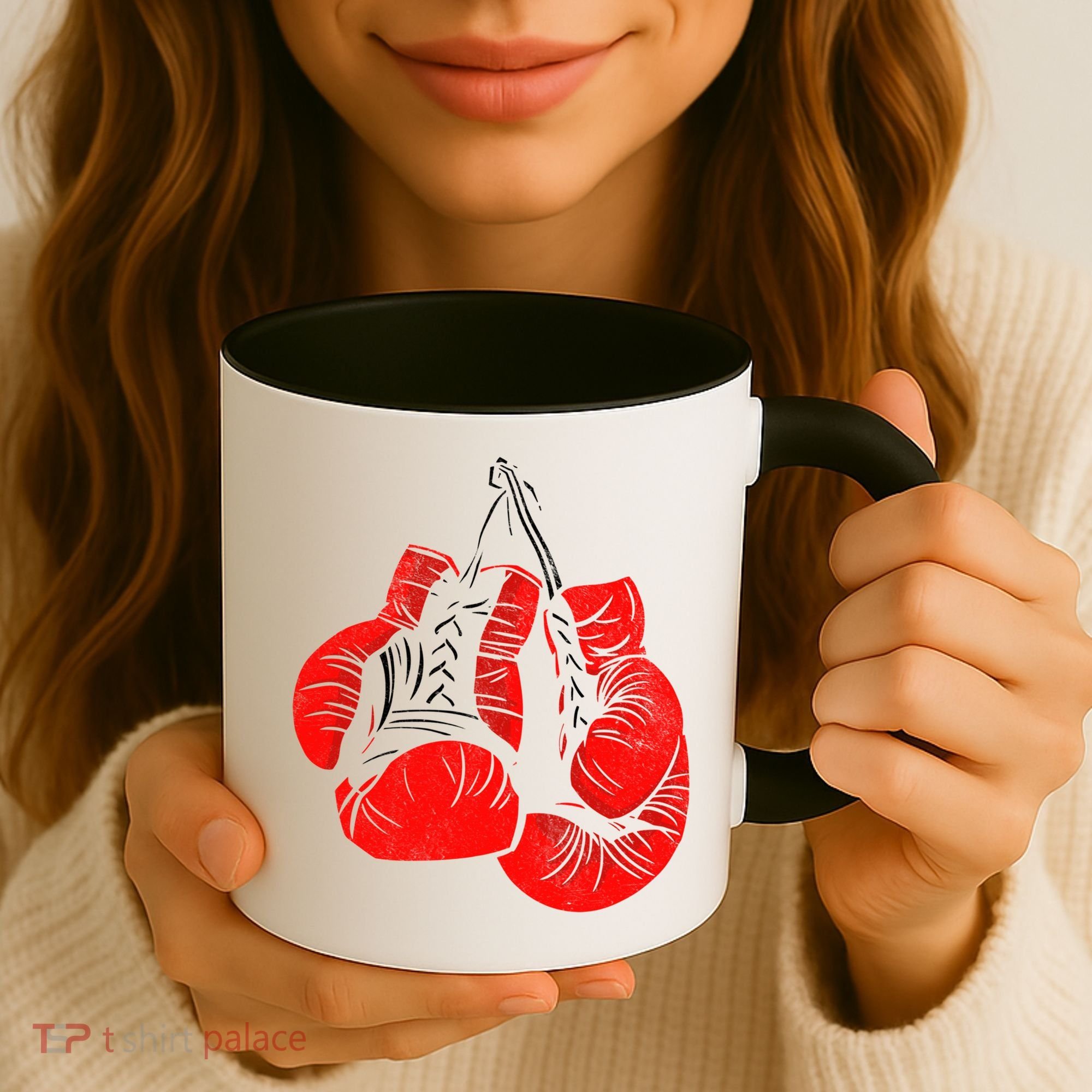 Hanging Red Boxing Gloves Graphic Cute Gift Coffee Mug