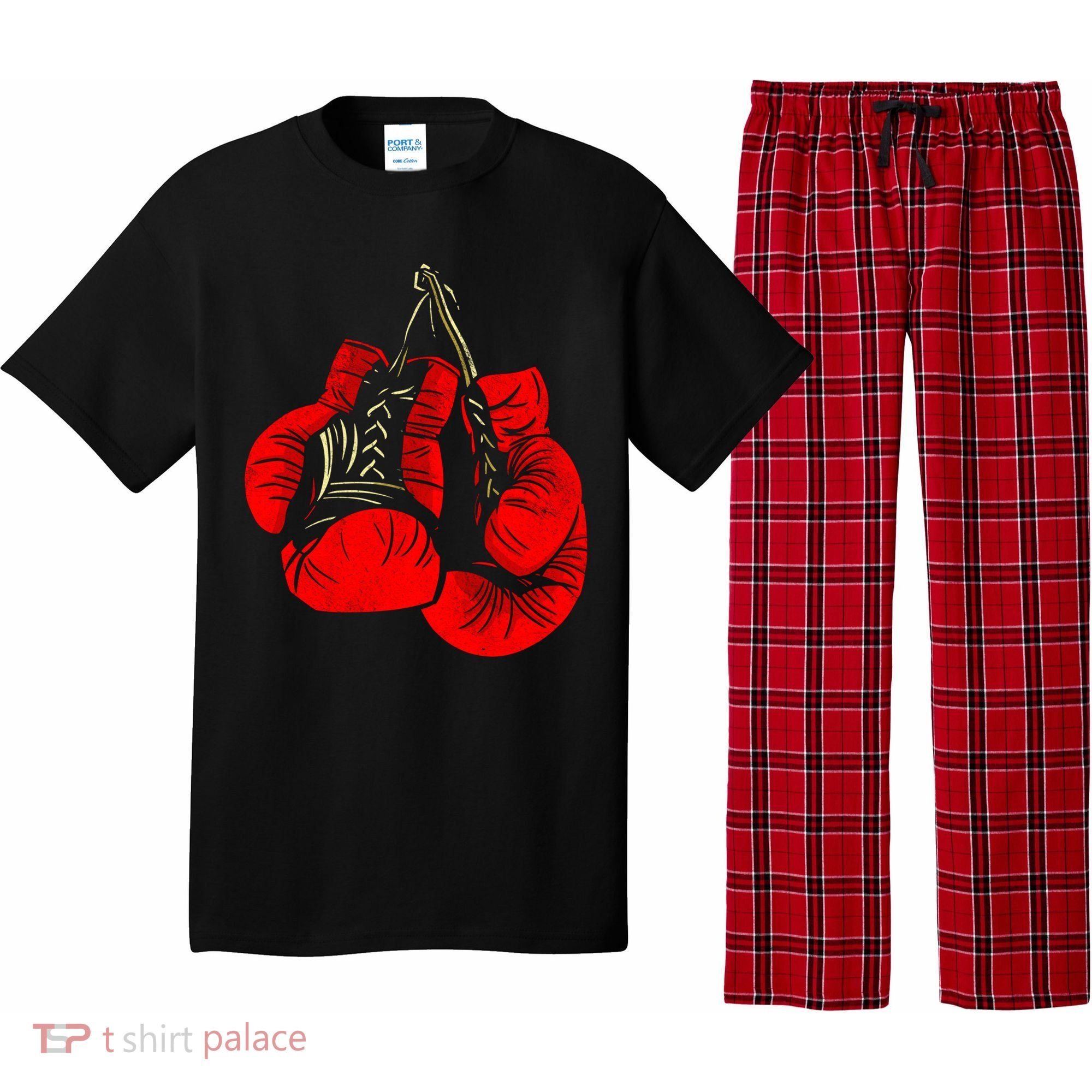 Hanging Red Boxing Gloves Graphic Cute Gift Pajama Set