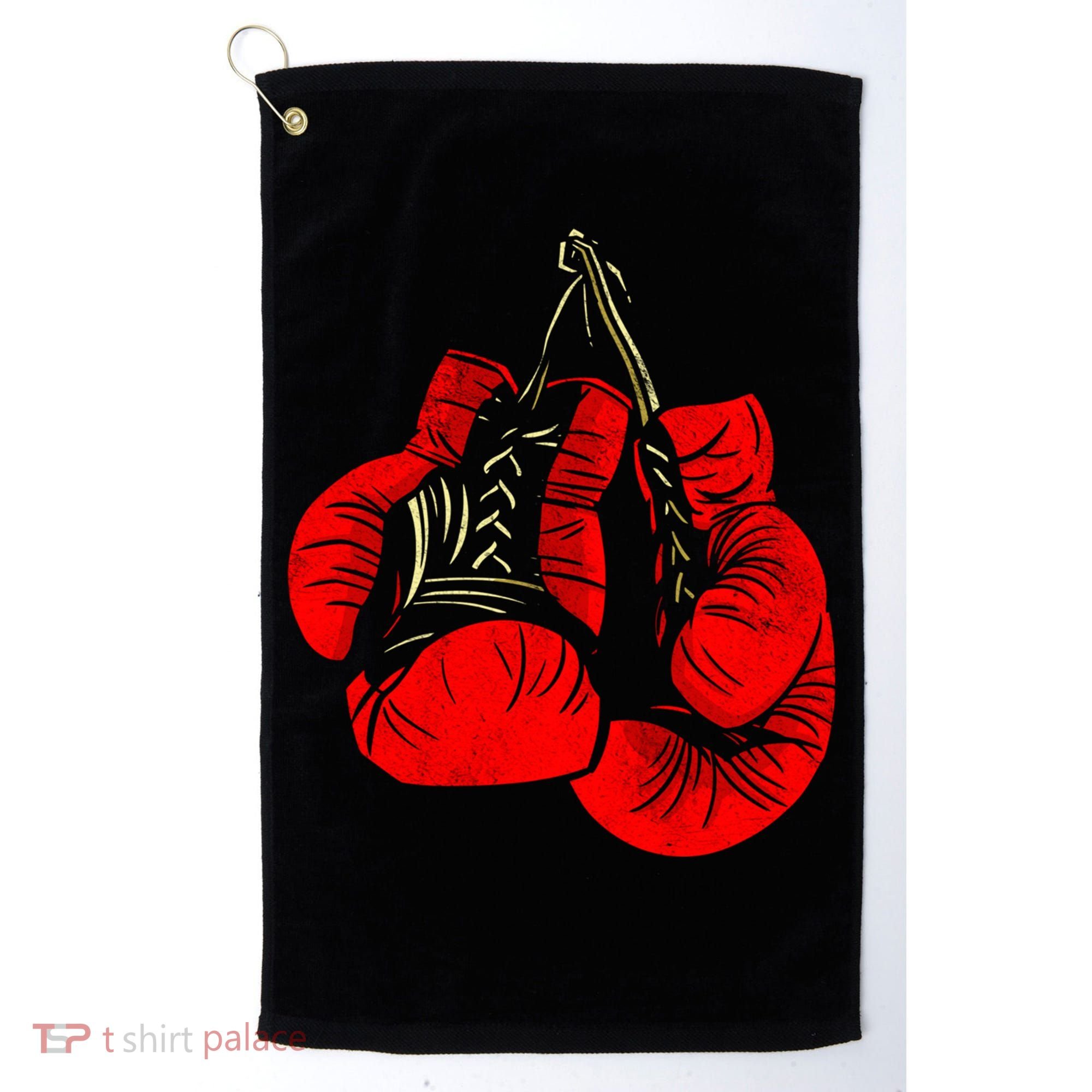 Hanging Red Boxing Gloves Graphic Cute Gift Golf Towel