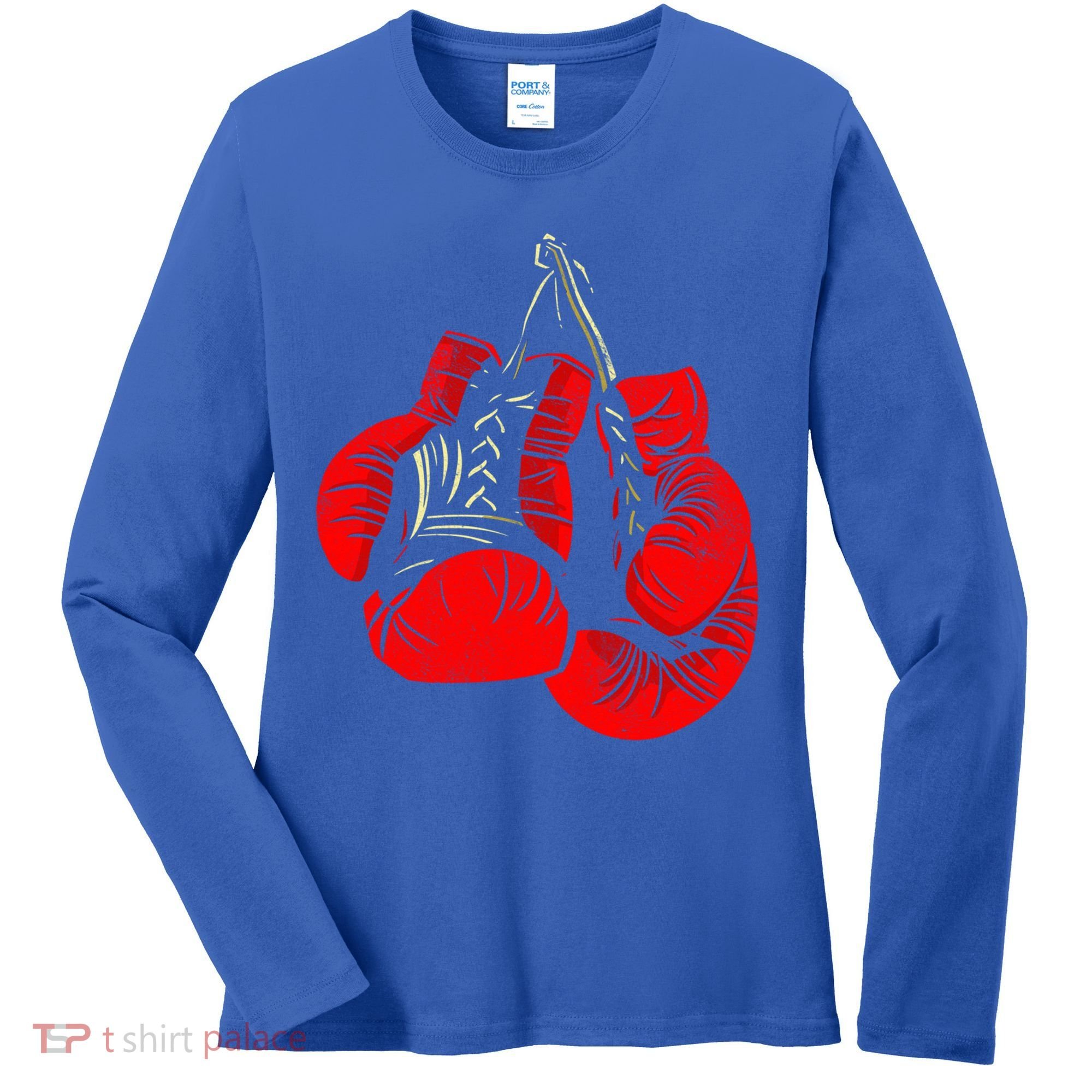 Hanging Red Boxing Gloves Graphic Cute Gift Women's Long Sleeve Shirt