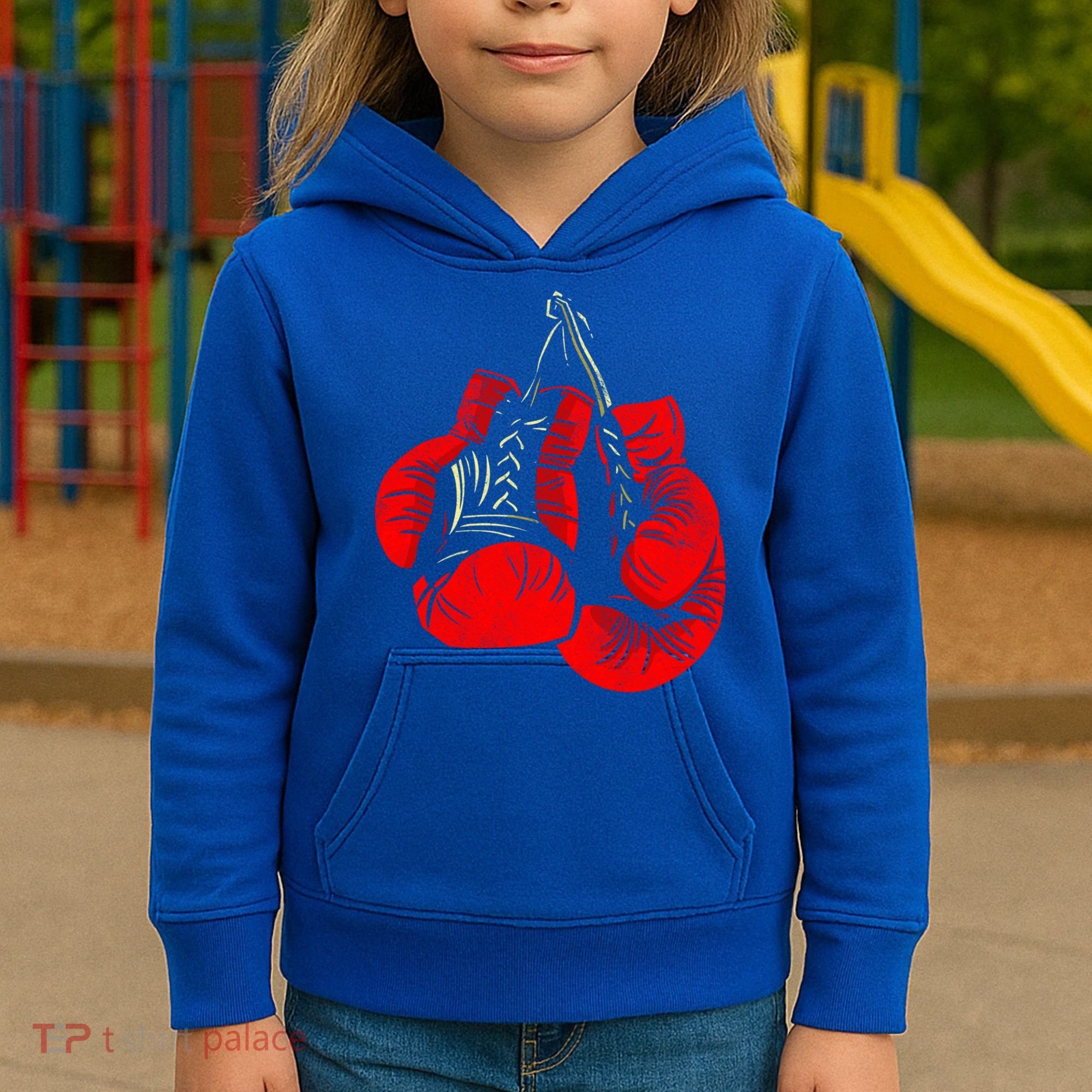 Hanging Red Boxing Gloves Graphic Cute Gift Kids Hoodie