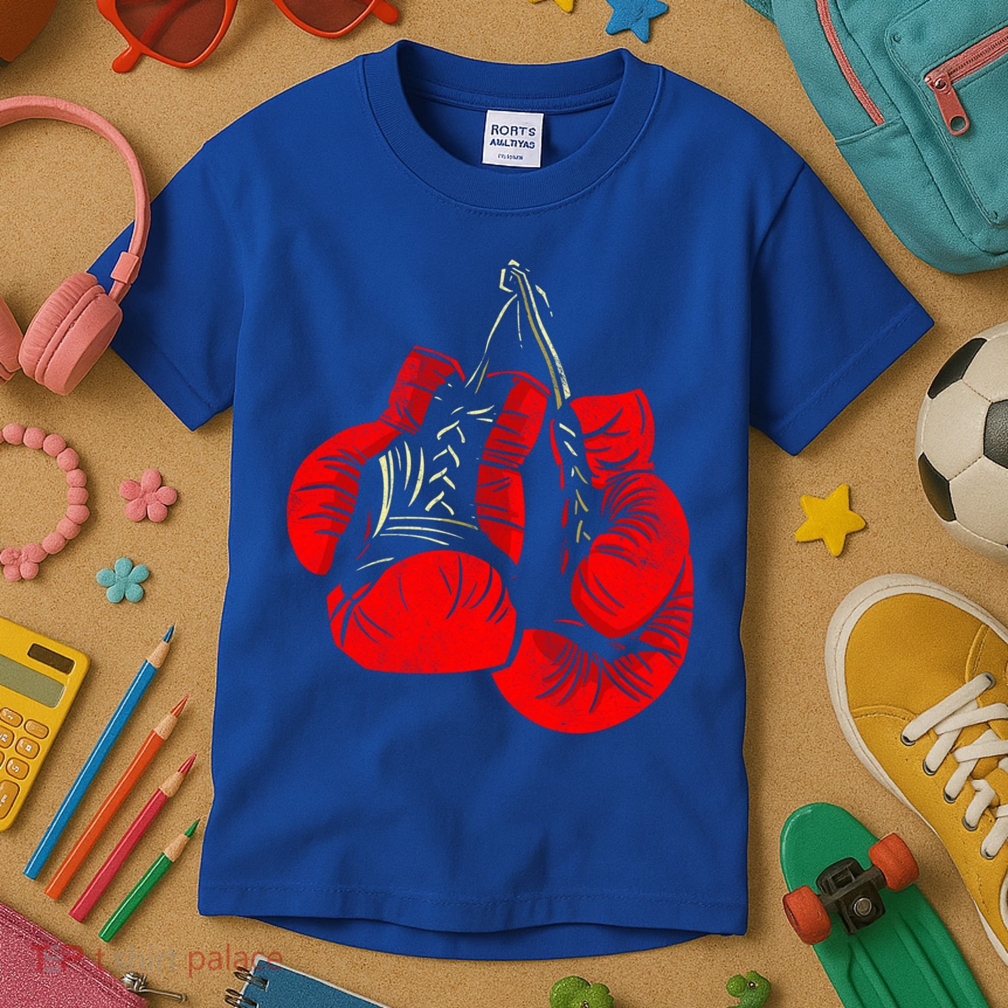 Hanging Red Boxing Gloves Graphic Cute Gift Kids T-Shirt