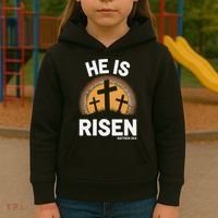 He Risen Christian Easter Sunday Matthew 28 Kids Hoodie thumb 3