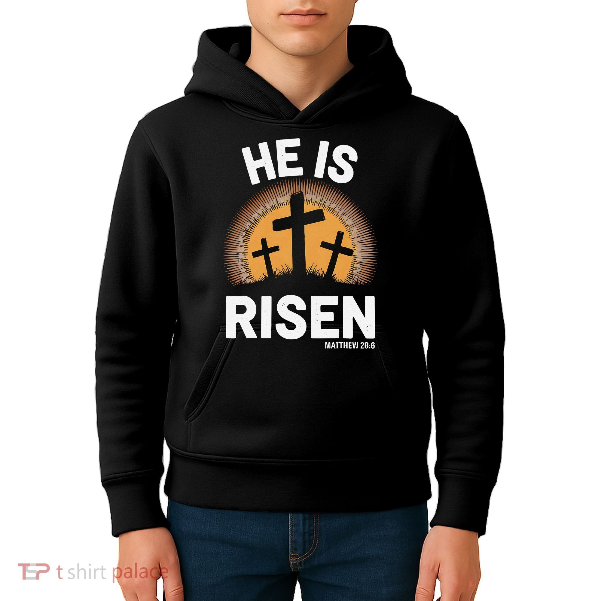 He Risen Christian Easter Sunday Matthew 28 Kids Hoodie