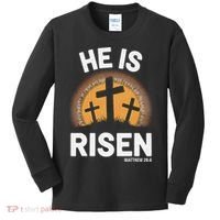 He Risen Christian Easter Sunday Matthew 28 Kids Long Sleeve Shirt thumb 0