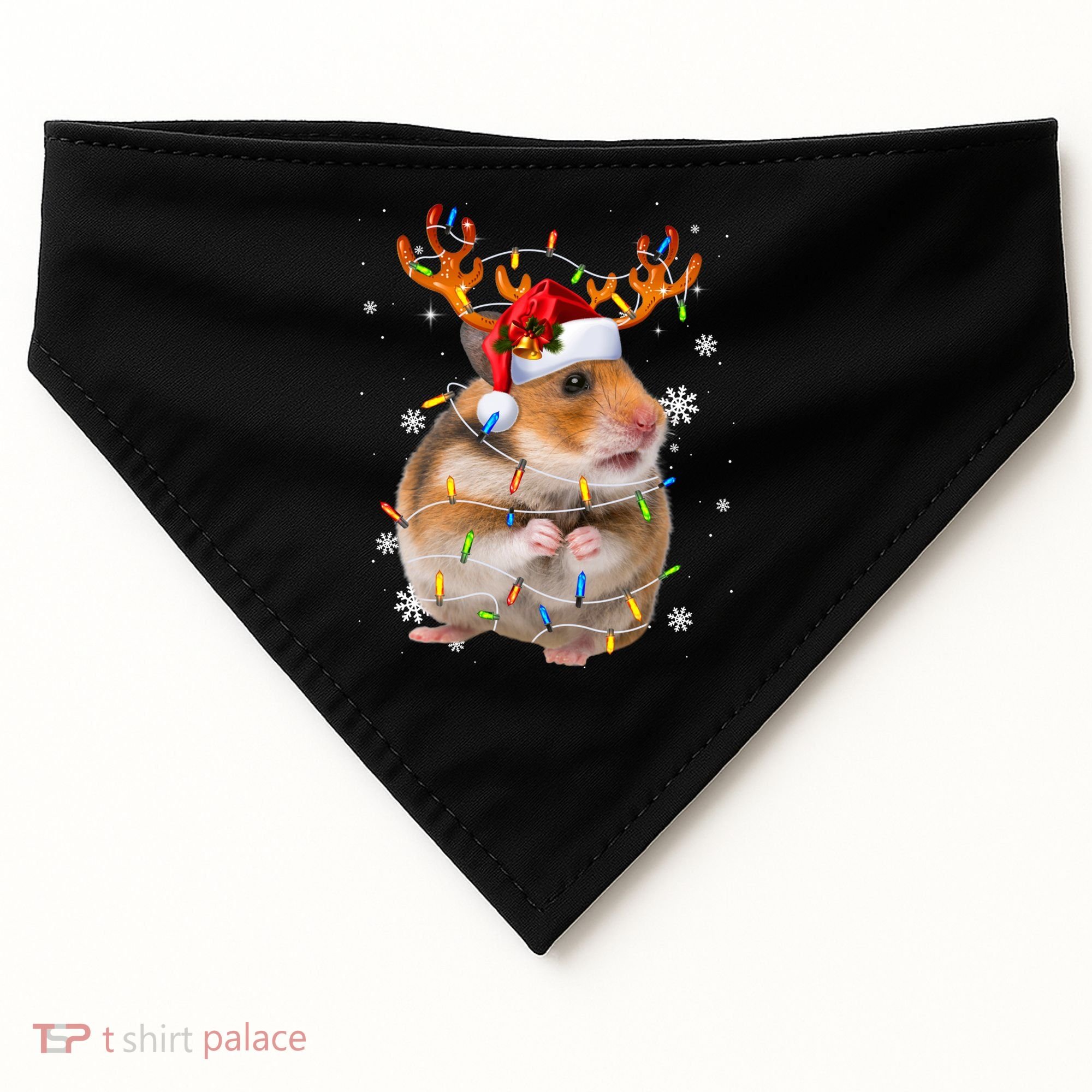 Hamster Reindeer Christmas Lights Funny Hamster Xmas Gift USA-Made Doggie Bandana