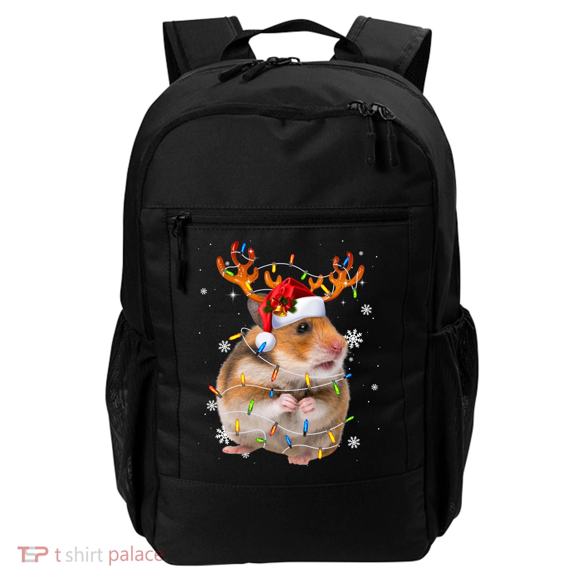 Hamster Reindeer Christmas Lights Funny Hamster Xmas Gift Backpack