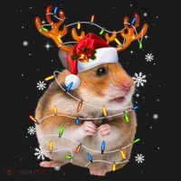 Hamster Reindeer Christmas Lights Funny Hamster Xmas Gift Backpack thumb 2