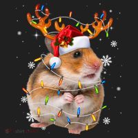 Hamster Reindeer Christmas Lights Funny Hamster Xmas Gift Beanie thumb 2