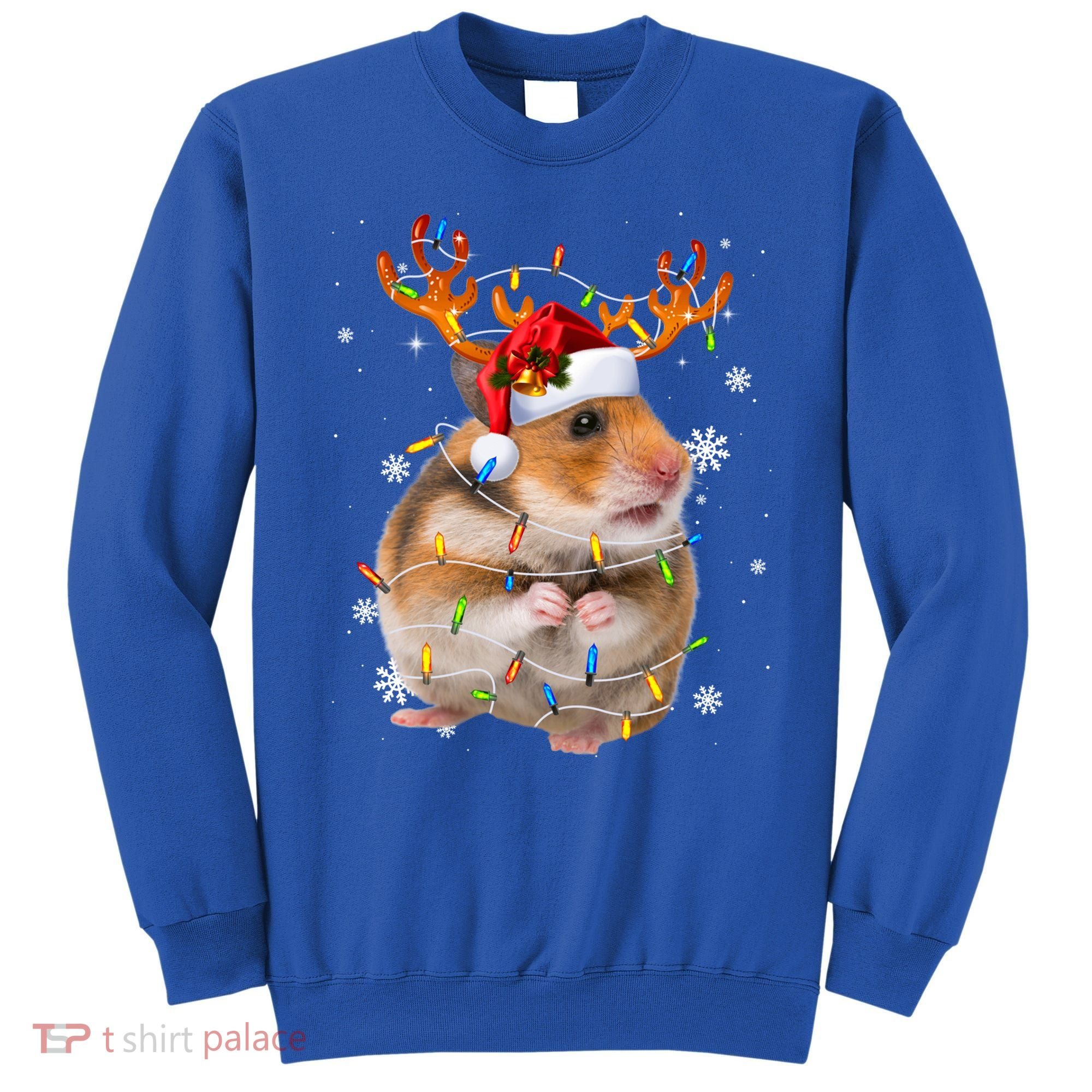 Hamster Reindeer Christmas Lights Funny Hamster Xmas Gift Sweatshirt