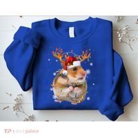 Hamster Reindeer Christmas Lights Funny Hamster Xmas Gift Sweatshirt thumb 2
