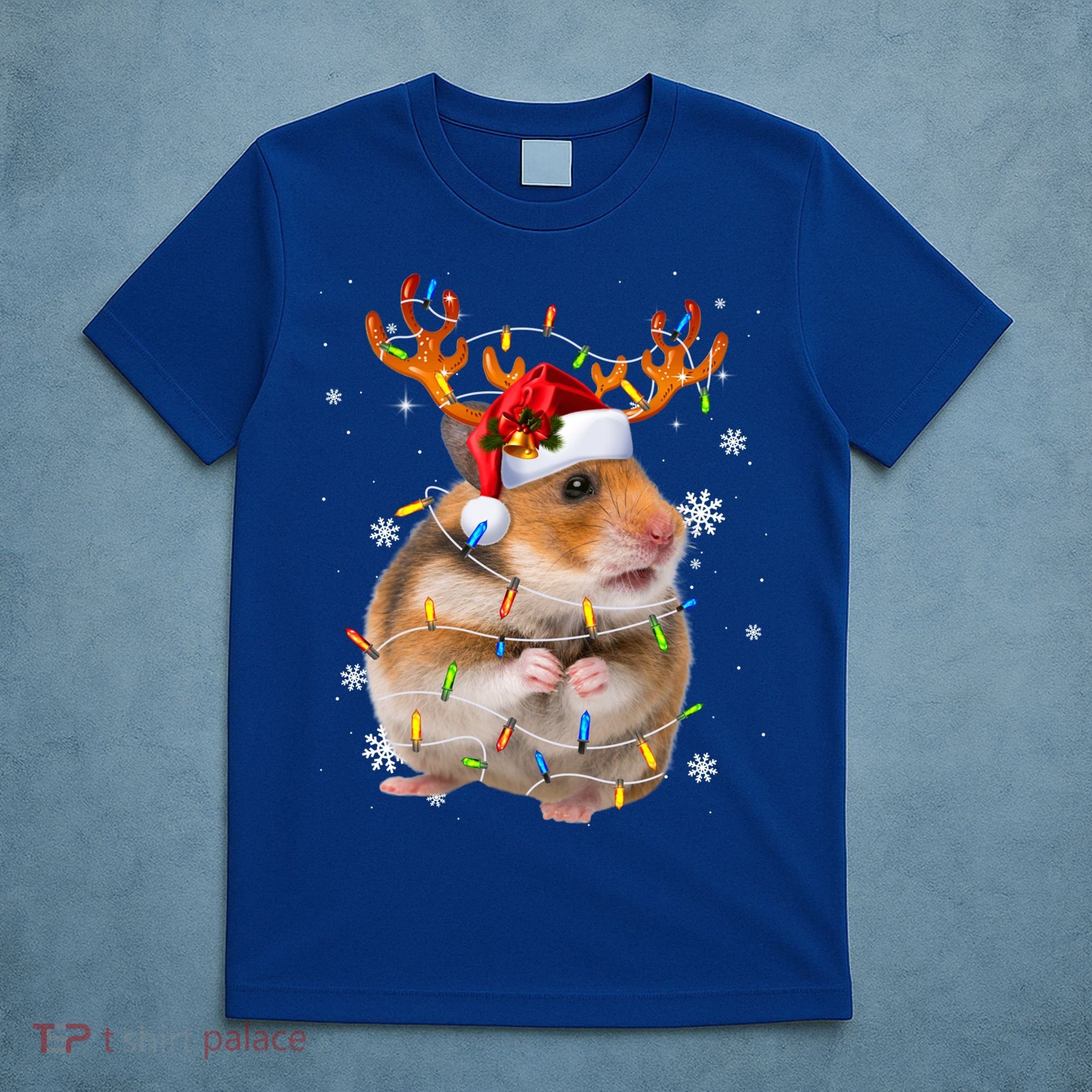 Hamster Reindeer Christmas Lights Funny Hamster Xmas Gift T-Shirt