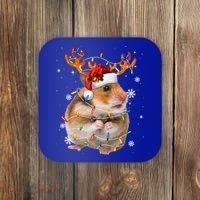 Hamster Reindeer Christmas Lights Funny Hamster Xmas Gift Coaster thumb 0