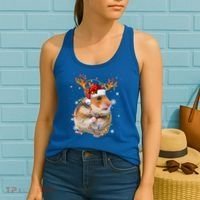 Hamster Reindeer Christmas Lights Funny Hamster Xmas Gift Women's Tank Top thumb 2