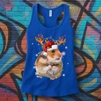 Hamster Reindeer Christmas Lights Funny Hamster Xmas Gift Women's Tank Top thumb 3