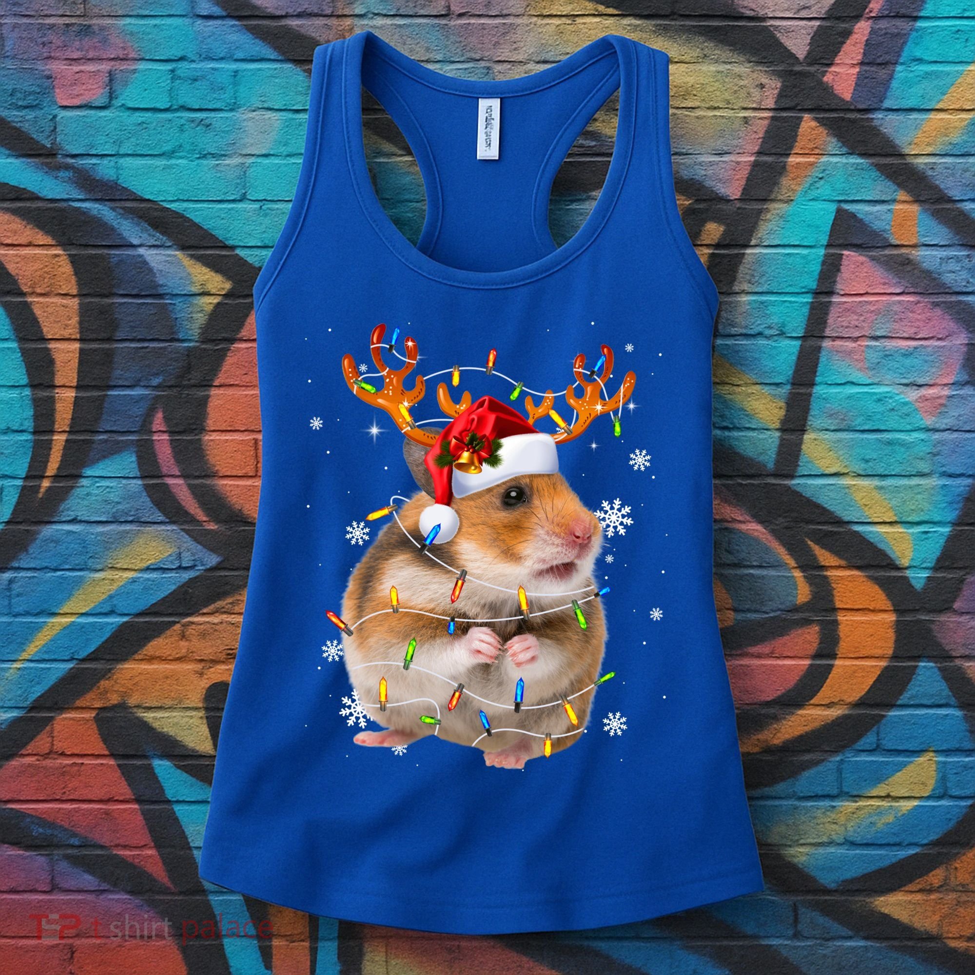 Hamster Reindeer Christmas Lights Funny Hamster Xmas Gift Women's Tank Top