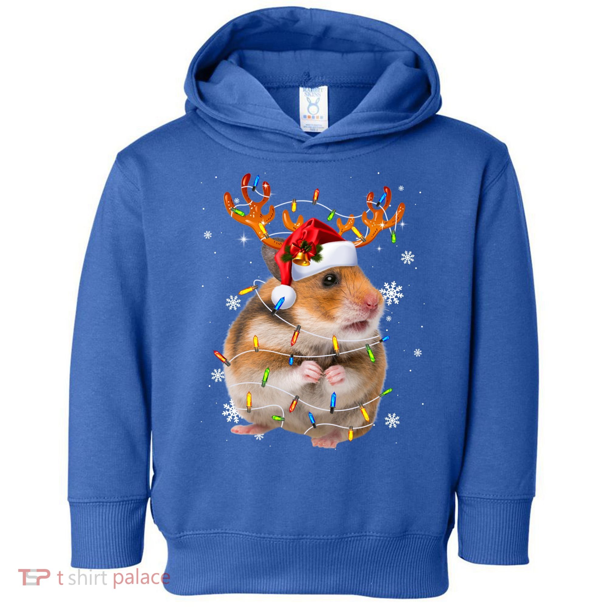 Hamster Reindeer Christmas Lights Funny Hamster Xmas Gift Toddler Hoodie